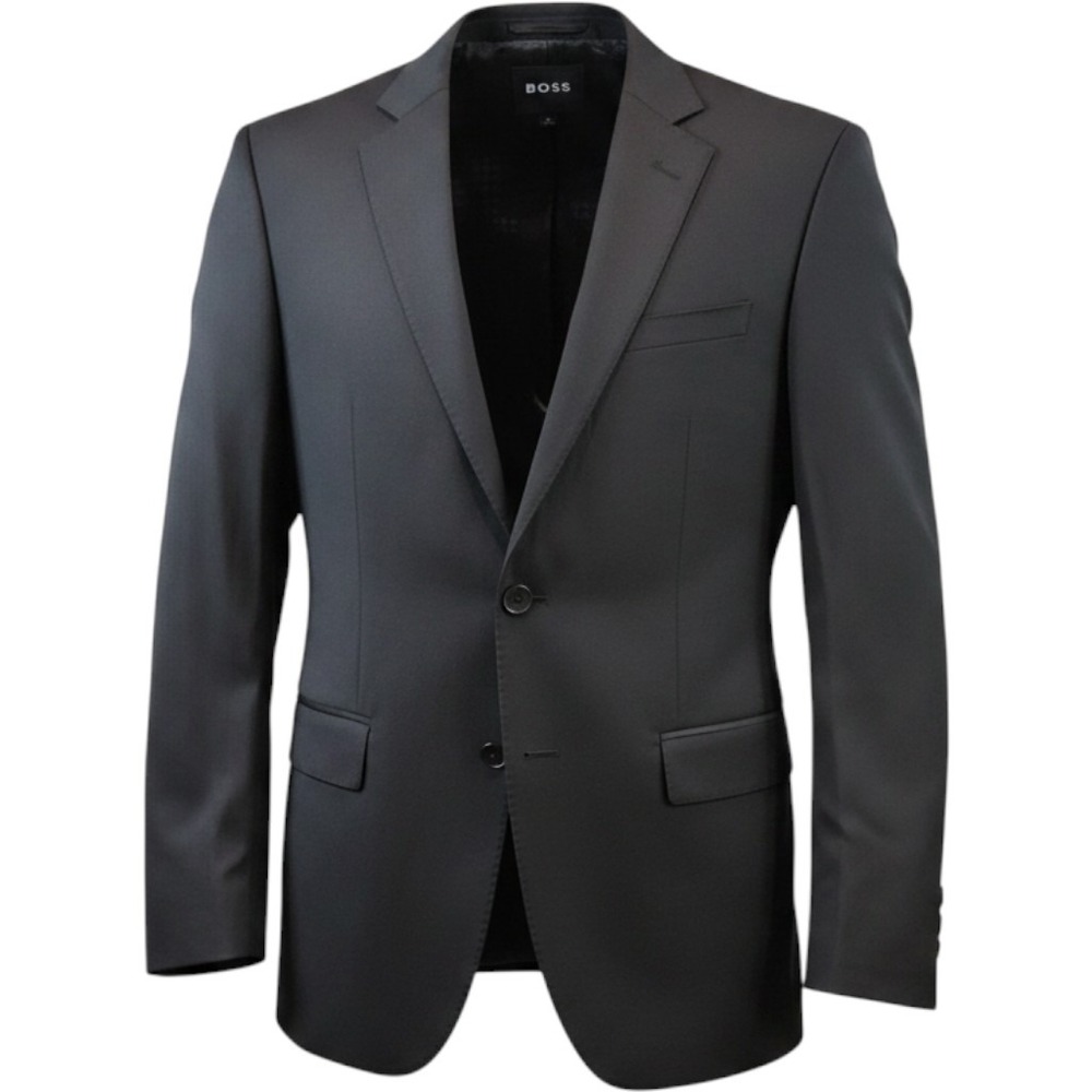 BOSS Hugo Boss Blazer 38R Solid Black Virgin Wool Two Button Double Vent Modern
